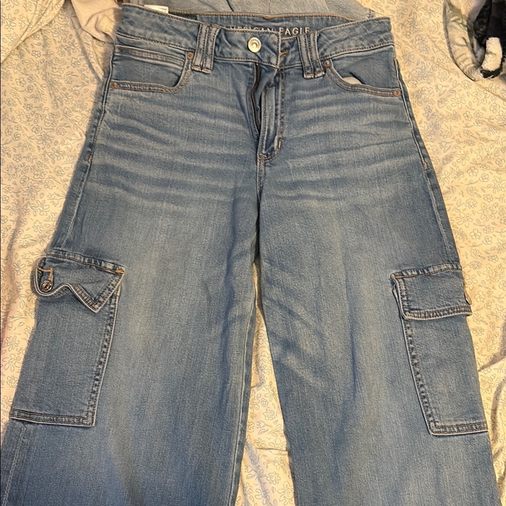 American Eagle Light Blue Cargo Jeans